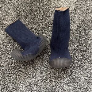 Navy Sock-Style Kids Shoes - Slip-On Comfort